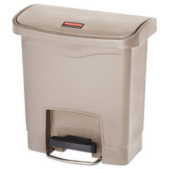 Streamline Resin Step-On Container, End Step Style, 4 gal, Resin, Beige